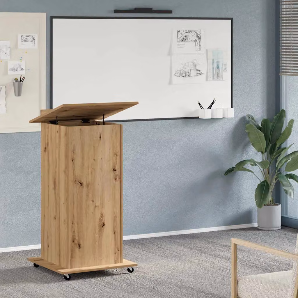 vidaXL Podio Comodino in Legno Rovere Marrone L: 55 cm, P: 55 cm, H: 107 cm