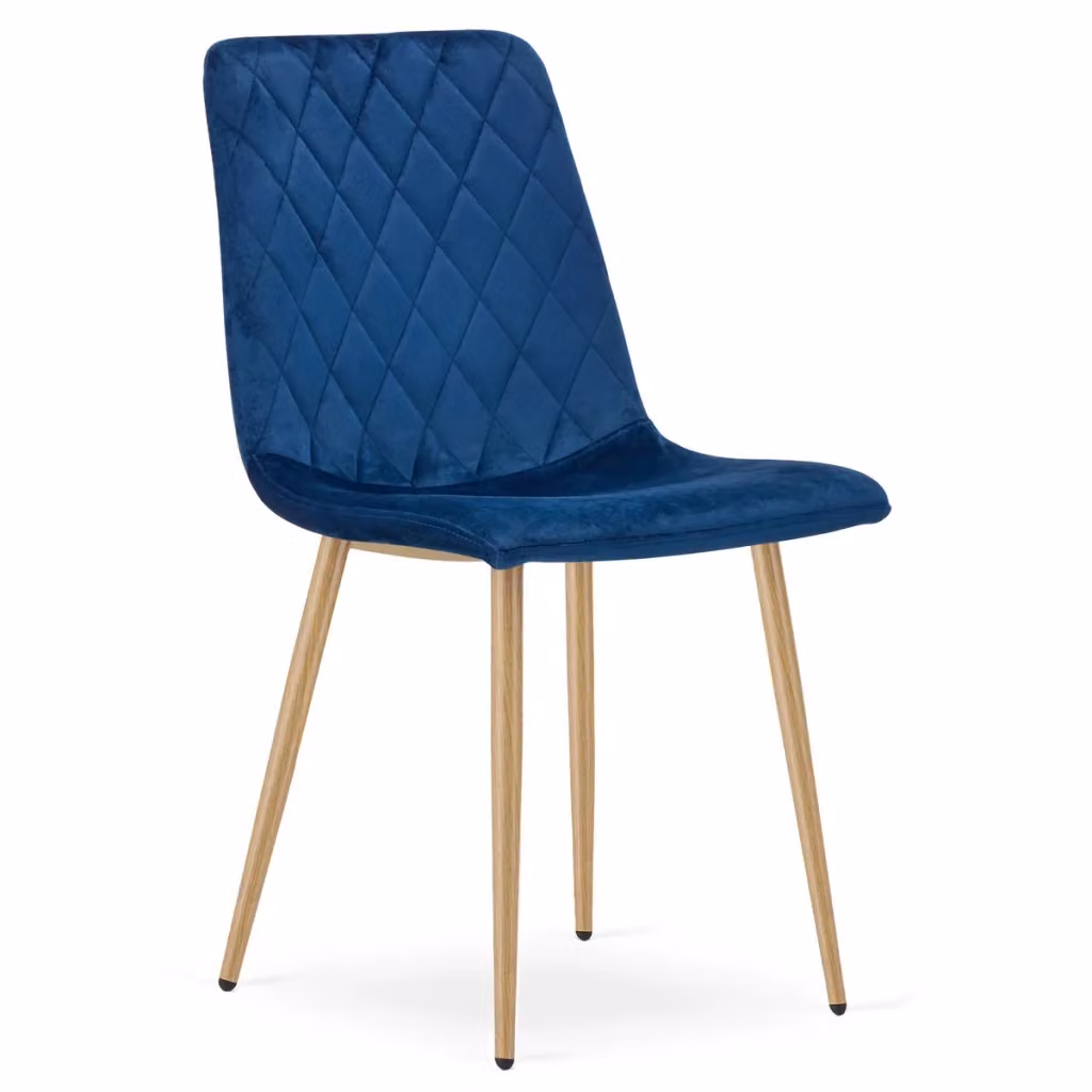 Set di 4 sedie moderne Kendra Home in velluto blu con gambe in metallo e legno – 2