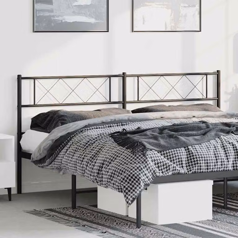 Testiera di ricambio vidaXL in metallo nero laccato, stile classico, L: 198 cm, H: 90 cm, P: 3 cm