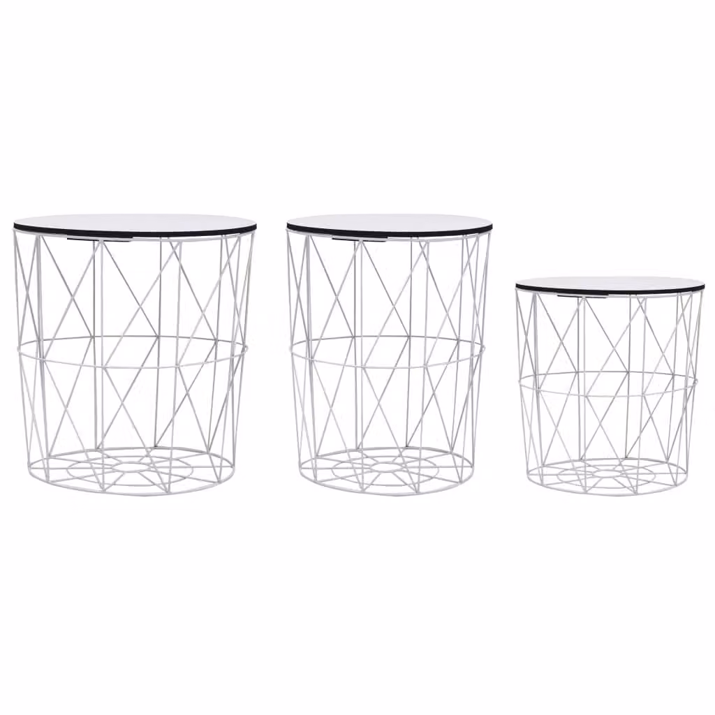 Maison Exclusive - Set di 3 tavolini da salotto, bianco