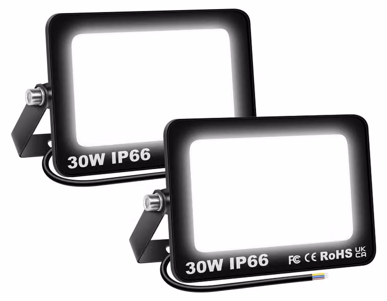 Fari LED da esterno, confezione da 2, 30W, 3000 lumen, grado di protezione IP66, luce bianca fredda