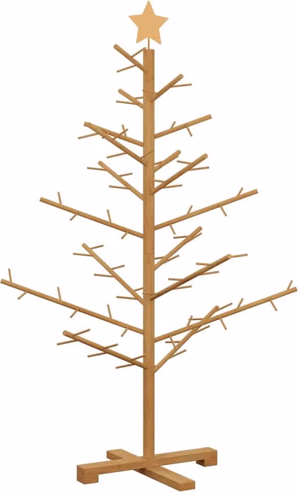 Albero di Natale in legno con supporto Marrone 125 cm