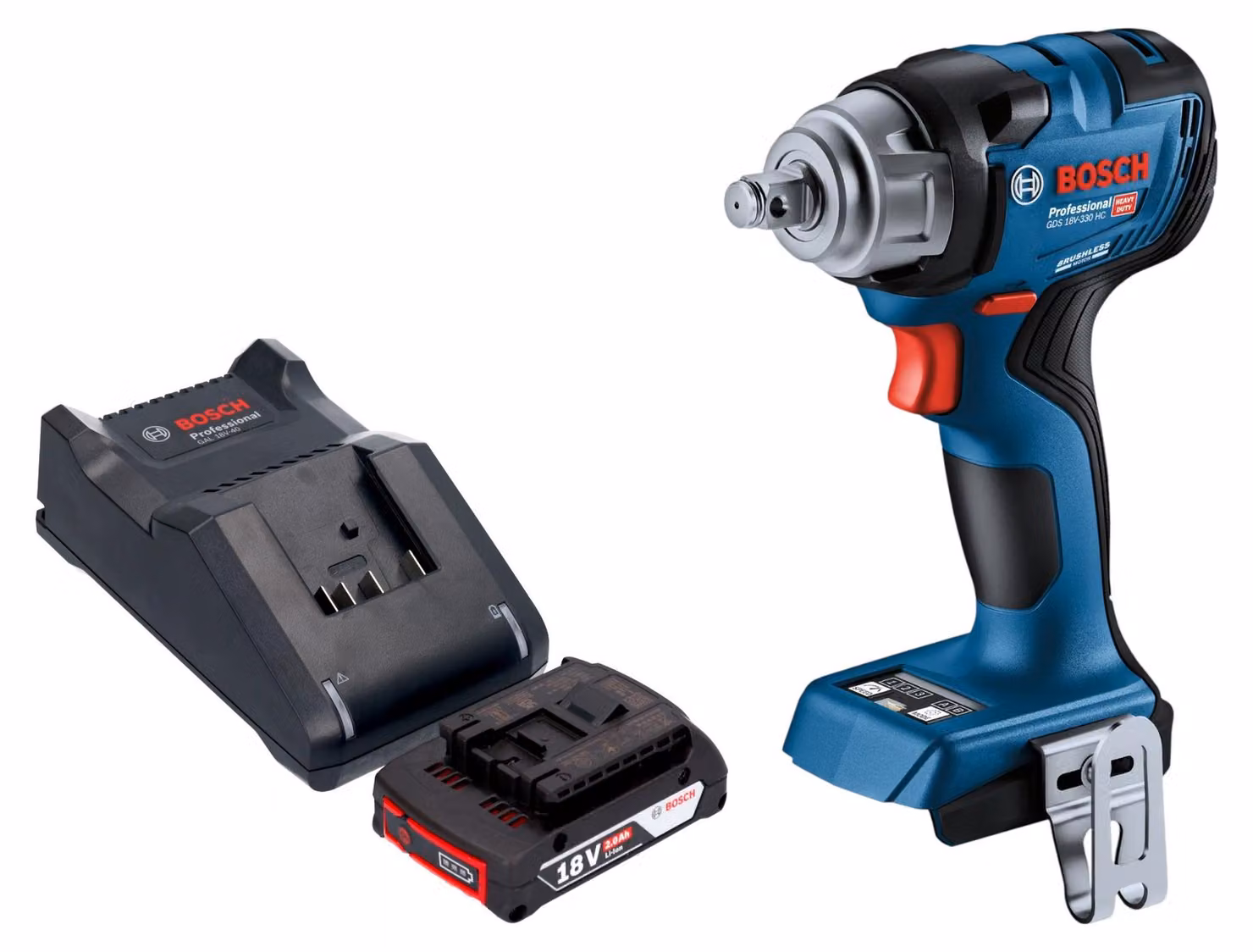 Bosch GDS 18V-330 HC Avvitatore a impulsi professionale a batteria 18 V 330 Nm 1/2" brushless + 1x batteria ricaricabile 2,0 Ah + caricabatterie