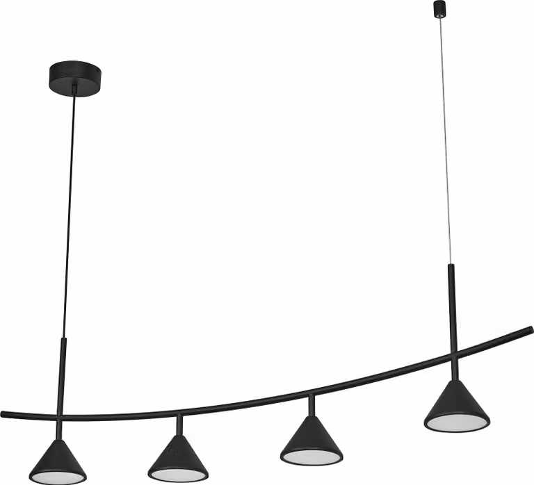 OSRAM Decor Fuji Linear, apparecchio decorativo a sospensione, 4 luci, 16W, 620lm, 3000K, 930 bianco caldo, non dimmerabile, IP20, nero, acciaio, lampadina non sostituibile
