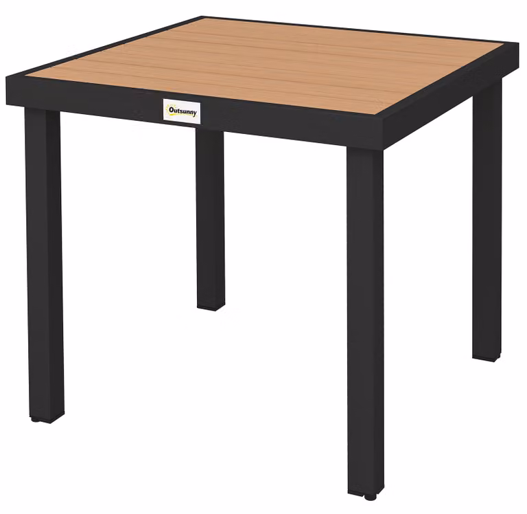 Tavolo da giardino Outsunny per 4 persone. Tavolo da pranzo in alluminio e plastica, colore naturale