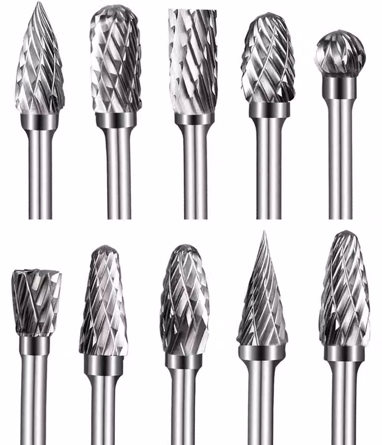 Set di frese, 10 pezzi, in carburo di tungsteno, taglio doppio, gambo da 1/8 di pollice, 6 mm