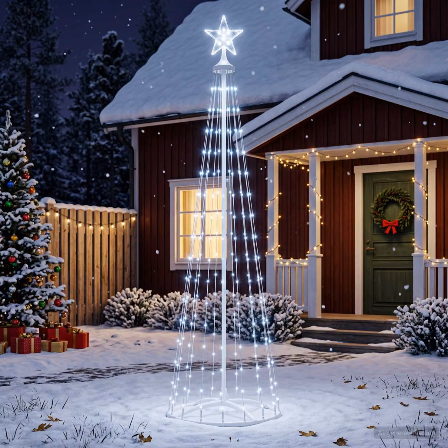 vidaXL Albero di Natale a cono LED 180 cm 250 LED Bianco freddo
