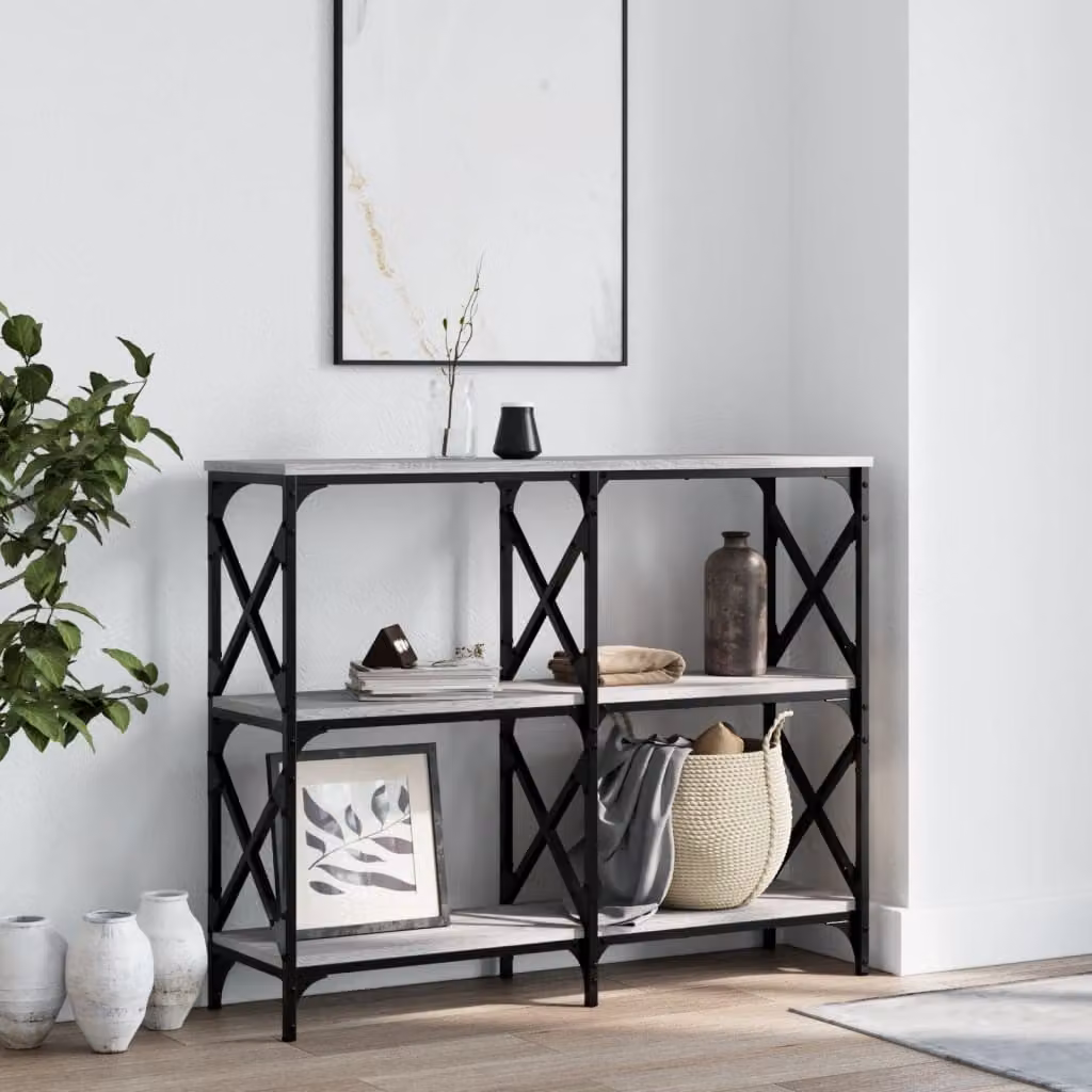 vidaXL Tavolo Consolle in Legno Multistrato Grigio Sonoma L 100 cm x P 28 cm x H 80,5 cm