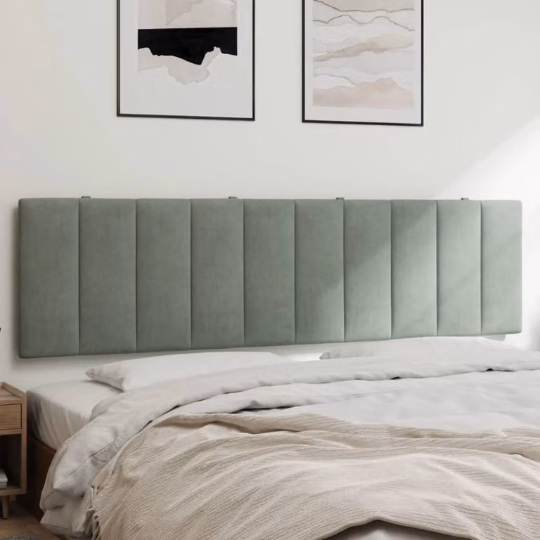 Cuscino Testiera vidaXL Hanko in Velluto Grigio Chiaro, Larghezza: 180 cm