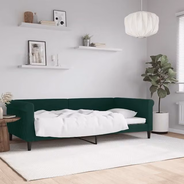Letto moderno vidaXL in velluto verde per soggiorno o camera da letto L: 229 cm, P: 110 cm, H: 68 cm – 1