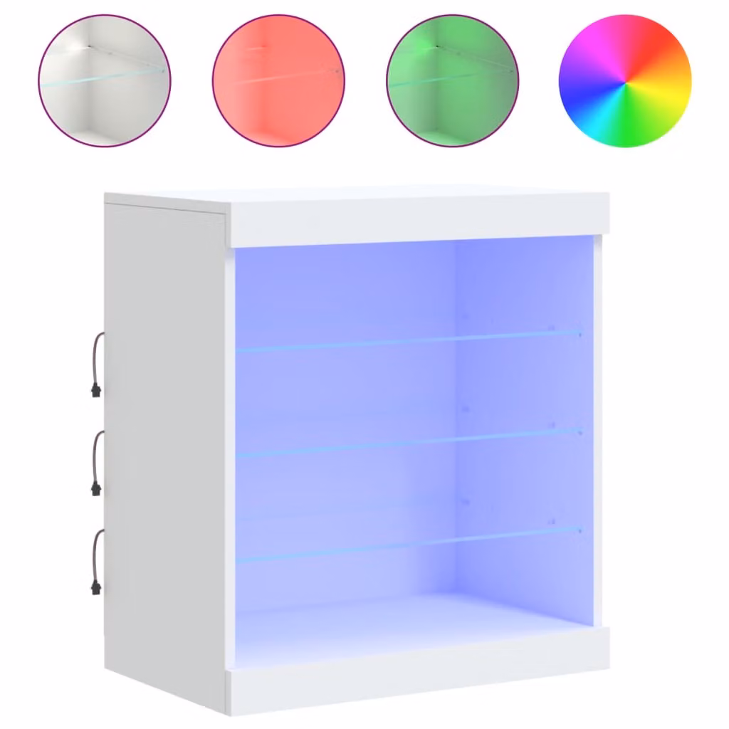 Credenza con Luci LED Bianca 60,5x37x67 cm