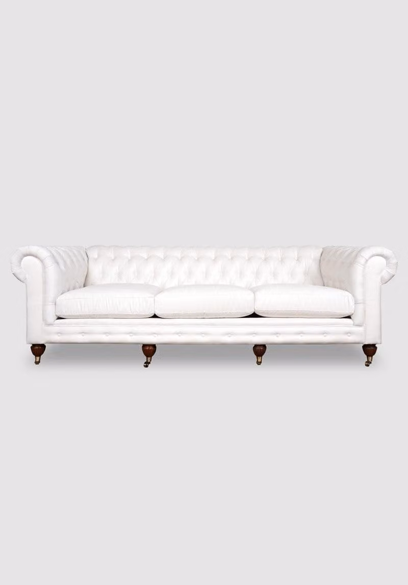 XXL Sofa 4 Sitzer Couch Chesterfield Polster Sitz Garnitur Leder Weiß
