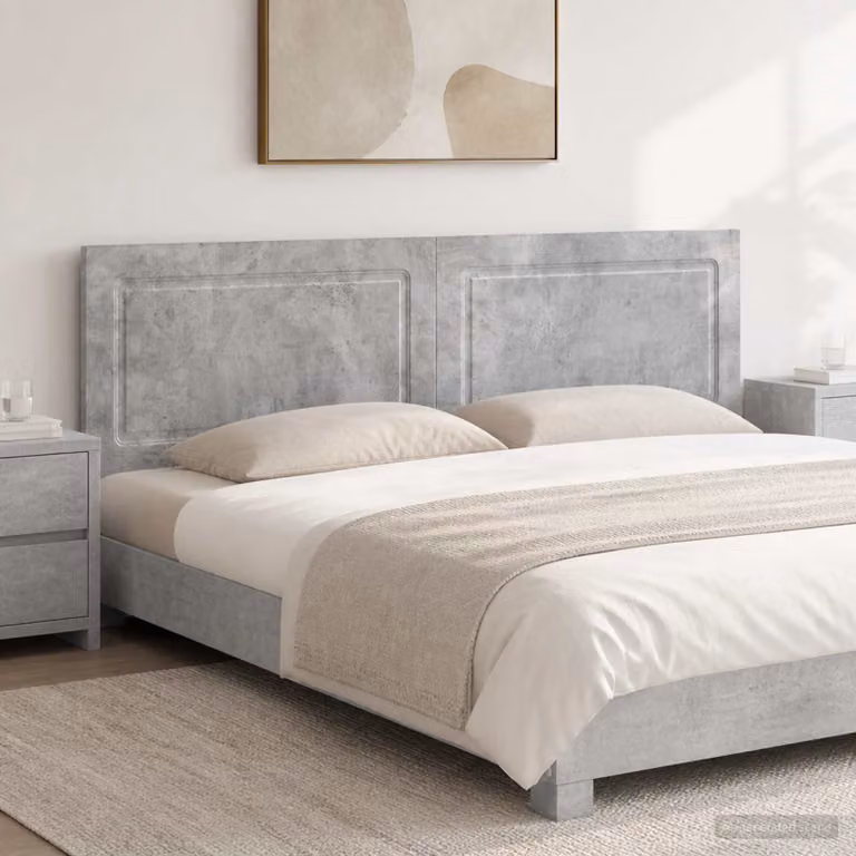 Testiera da muro vidaXL UTRECHT in tessuto grigio con pannelli imbottiti e legno ingegnerizzato, L: 180.5 cm, H: 50.0 cm, P: 3.0 cm