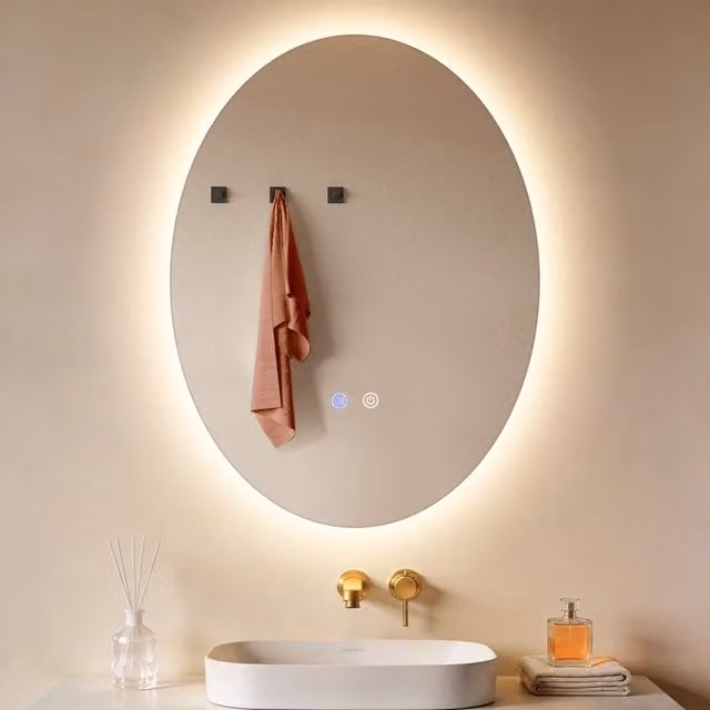 ZMH Specchio da bagno ovale con LED, interruttore touch e funzione dimmerabile, bianco, L: 60 cm, H: 80 cm – 1