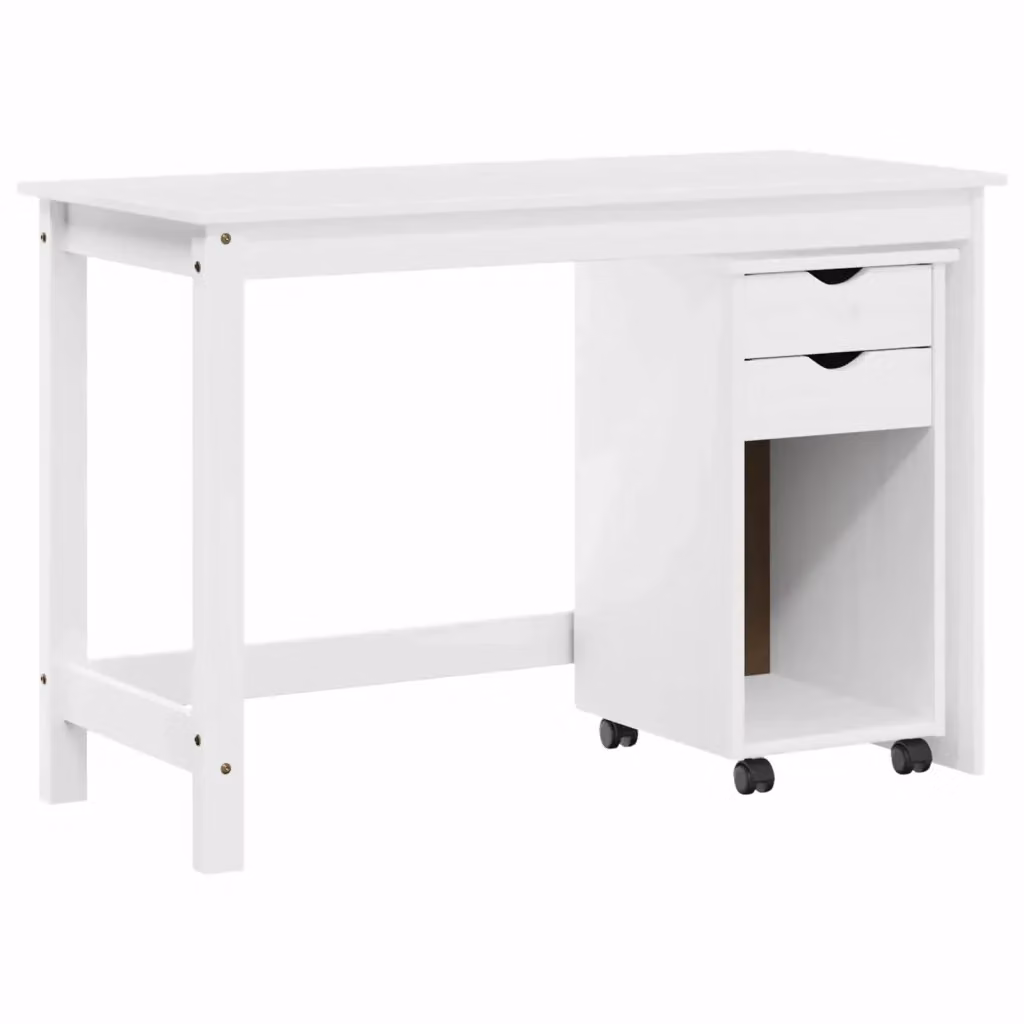 Set di Scrivania e Armadietto vidaXL in Legno di Pino Bianco per Home Office e Soggiorno – 2