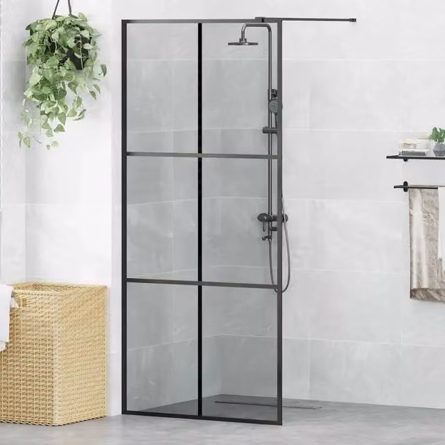 Parete Doccia Walk-in Nero 90 x 195 cm vetro temperato 42022043