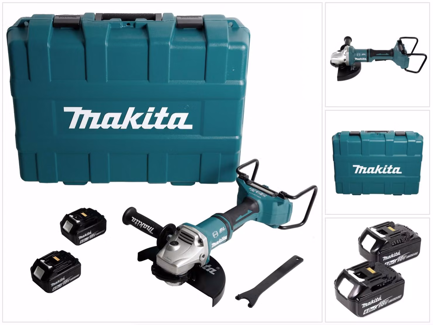 Smerigliatrice angolare a batteria Makita DGA 900 GKX2 36V ( 2x18V ) 230mm brushless + 2x batteria 6,0Ah + Ezynut + valigetta - senza caricabatterie