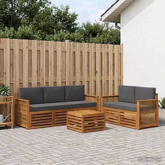 Set di divani da esterno 6 pz Naturale e Antracite 3384028