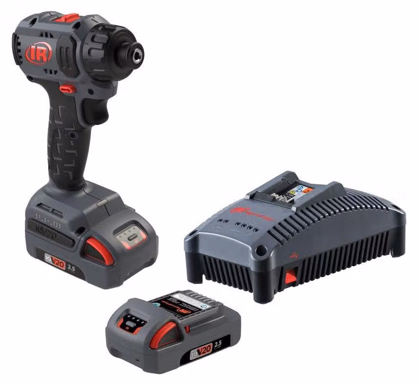 Avvitatore a batteria compatto, con inserto esagonale da 1/4", 20V, 51 Nm, dotato di 2 batterie