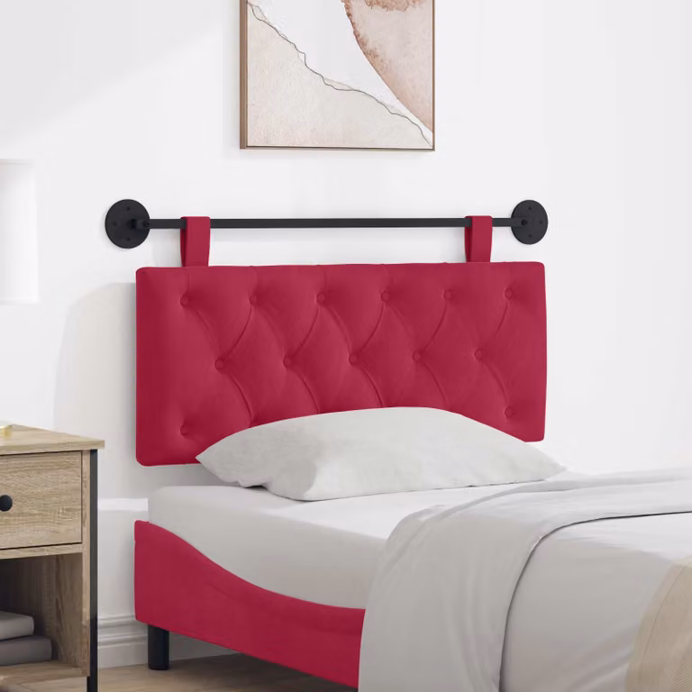 Testiera per letto sospesa vidaXL in velluto rosso con illuminazione integrata