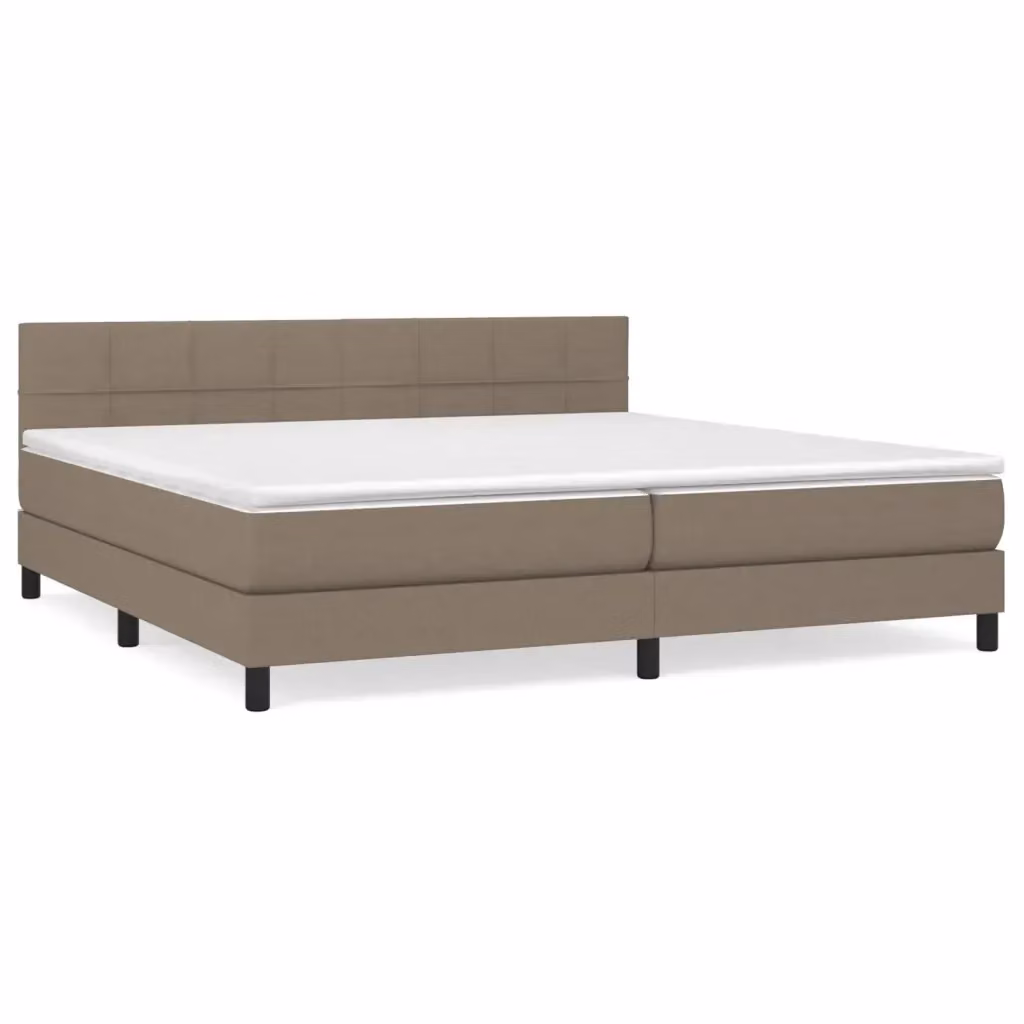 Letto Ibrido con Giroletto a Molle e Materasso vidaXL in Tessuto Beige e Bianco L/P: 200 x 200 cm, H: 25 cm – 2
