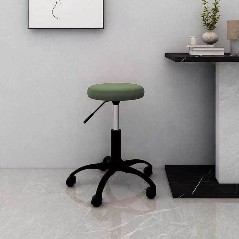 vidaXL Sedia Girevole da Ufficio in Velluto Verde con Ruote e Struttura in Metallo e Plastica
