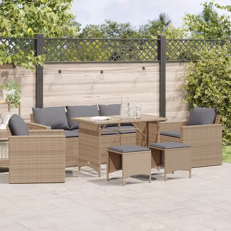 Maison Exclusive - Set Divano da Giardino 6 pz con Cuscini Beige in Polyrattan