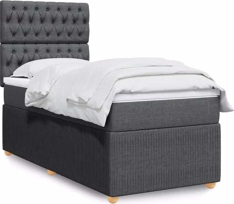 Maison Exclusive - Letto boxspring con materasso grigio scuro 90x200 cm tessuto