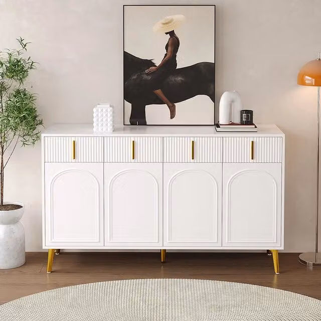 Buffet 4 porte 4 cassetti - Xylo - MDF bianco laccato