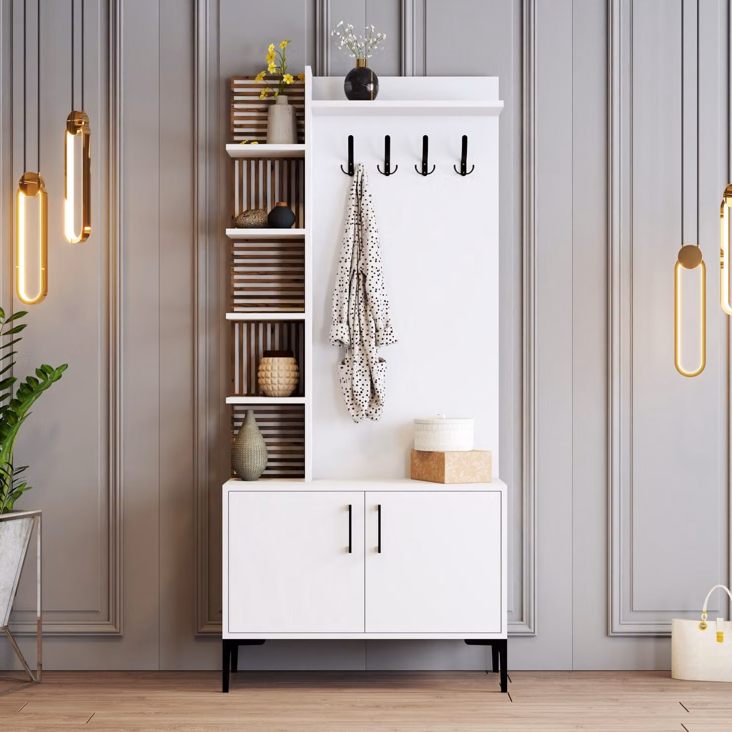 Skye Decor, Viyana D - Bianco, armadi, appendiabiti, bianco, 90 x 200 x 35 cm