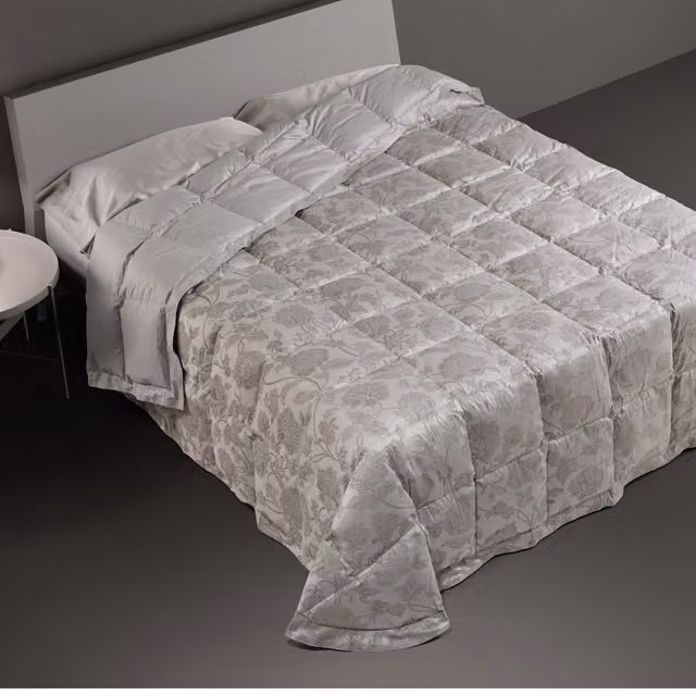 DaunenStep Trapunta in piuma e cotone Classica 14006A grigia per adulti, traspirante e termoregolatrice per l'inverno – 1