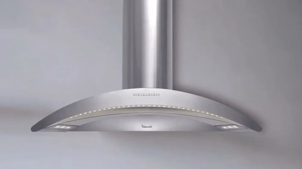 Cappa a isola Baraldi Arcadia in acciaio inox e vetro color argento con aspirazione da 800 m3/h L: 90 cm, P: 60 cm – 2