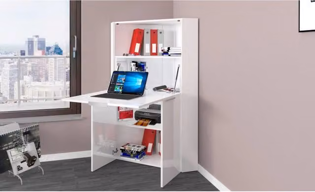 Scrivania ad angolo Dalia – Richiudibile – 70x140x57 – Bianco Lucido