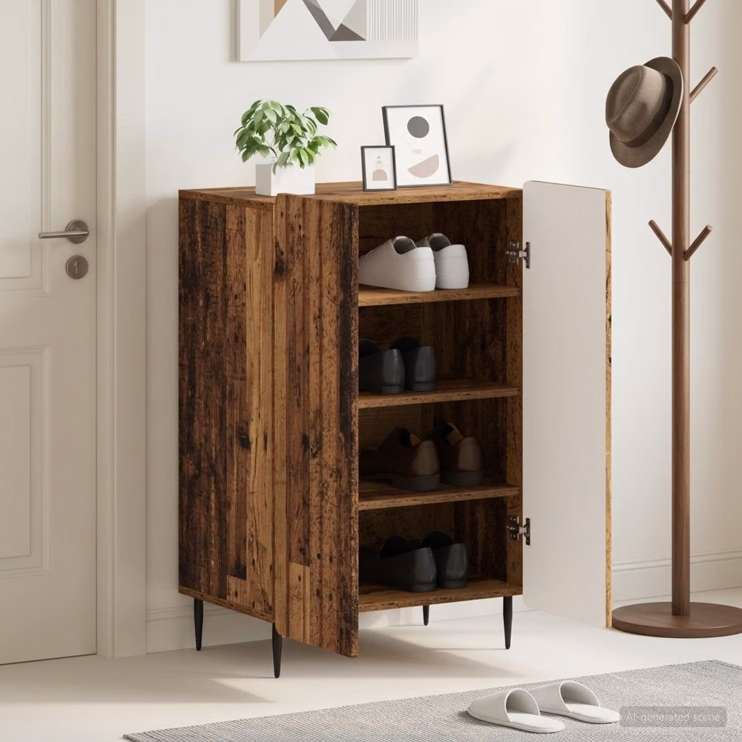 Mobile porta scarpe vidaXL ZWOLLE in legno marrone, L/P/H: 59,5 x 39,5 x 91,5 cm