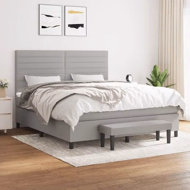 Giroletto a Molle con Materasso Grigio Chiaro180x200 cm Tessuto 3136693