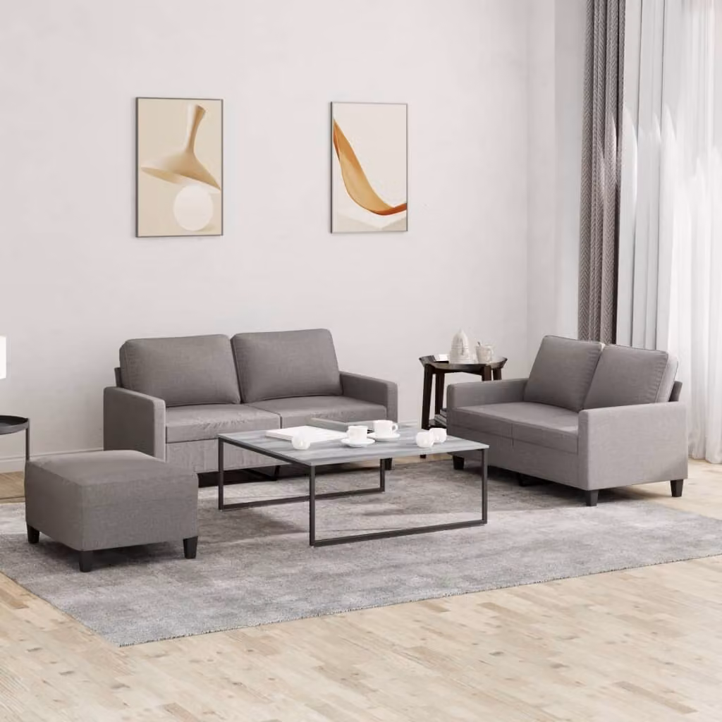 Maison Exclusive - Set divano a 3 pezzi con cuscini in tessuto color taupe