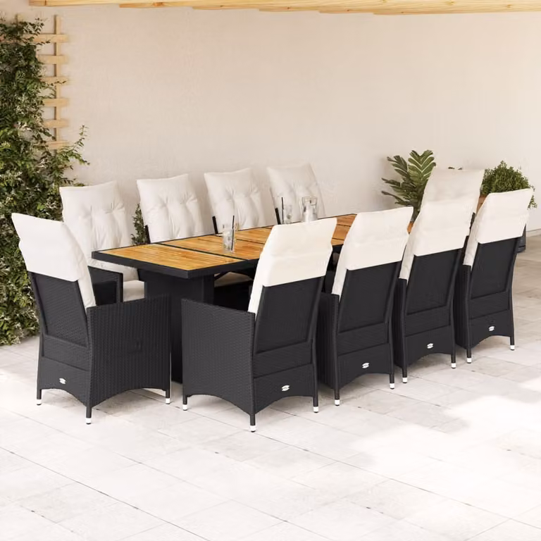 Maison Exclusive - Set da giardino bistrot 11 pezzi con cuscini in polyrattan nero