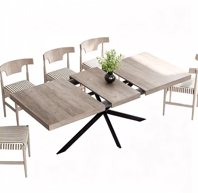 Tavolo allungabile Chicfurn moderno in MDF e metallo grigio per cucina e sala da pranzo L/P/H: 180 x 80 x 76 cm