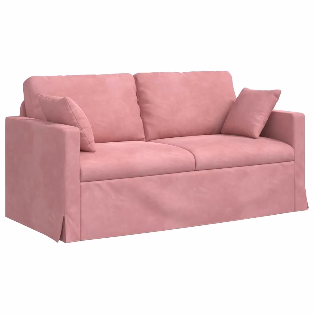 vidaXL Divano Moderno in Velluto Rosa con Cuscini e Coperture Rimovibili L: 158 cm, P: 78 cm, H: 80 cm – 2