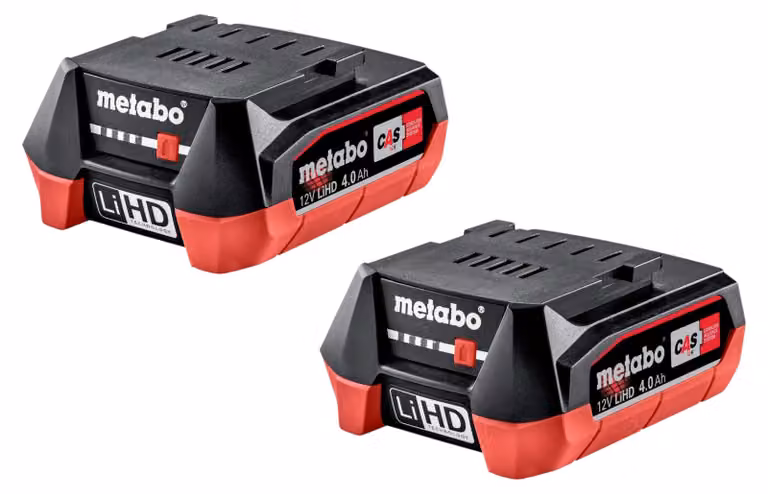 Set di batterie Metabo 2x batterie LiHD 12 V 4,0 Ah / 4000 mAh Li-Ion con indicatore del livello di carica ( 2x 625349000 )