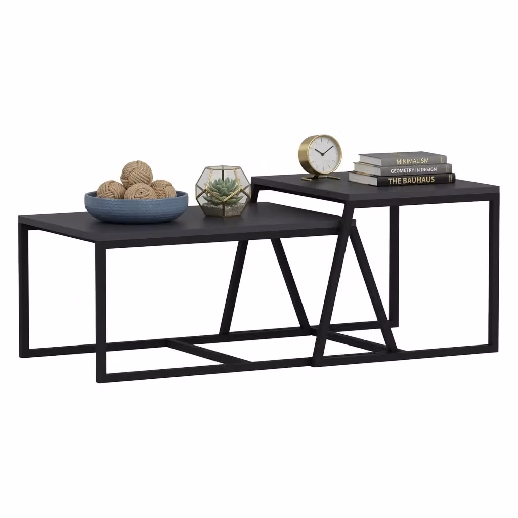 Urbania, Tavolino da Salotto Modulabile Moderno Nero Antracite, L 75 cm x P 50 cm x H 38 cm – 2