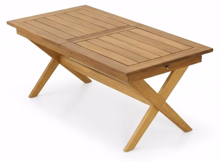 Tavolo da giardino allungabile, stile moderno, in legno marrone, comodo e stabile