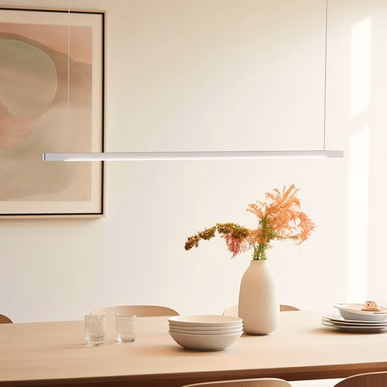 Lampada LED a sospensione Talon di Quitani in alluminio/anodizzato naturale 24W Quitani, dimmerabile, Alluminio / Grigio / Zincato, Cucina, Alluminio, Moderno