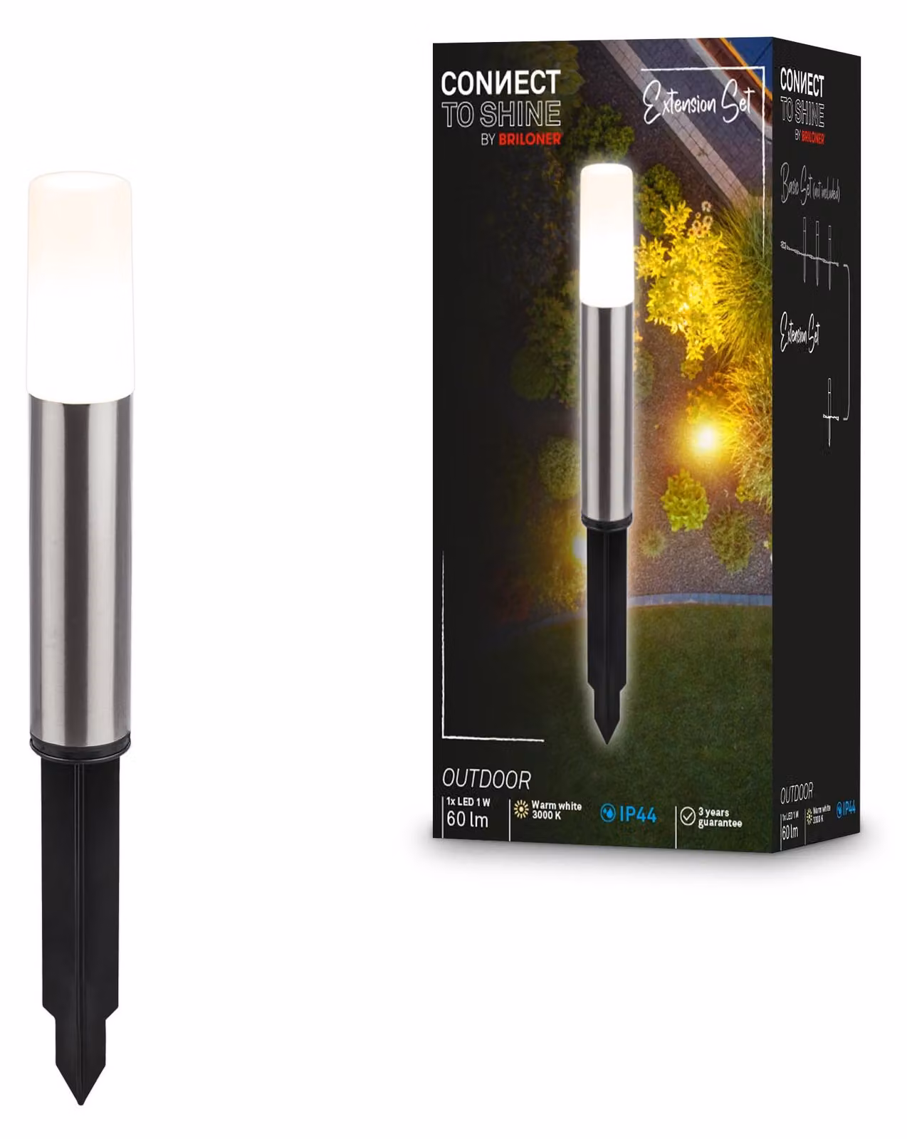 Lampada a LED a forma di sfera, 36,5x4 cm, argento, grado di protezione IP44, luce bianco caldo, 60 lm, elemento di espansione