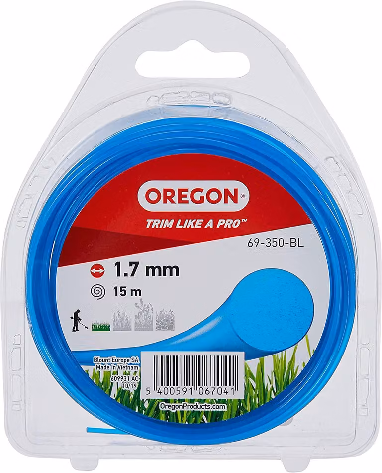 Filo di nylon di ricambio per tagliaerba, rotondo, 1,7 mm x 15 m