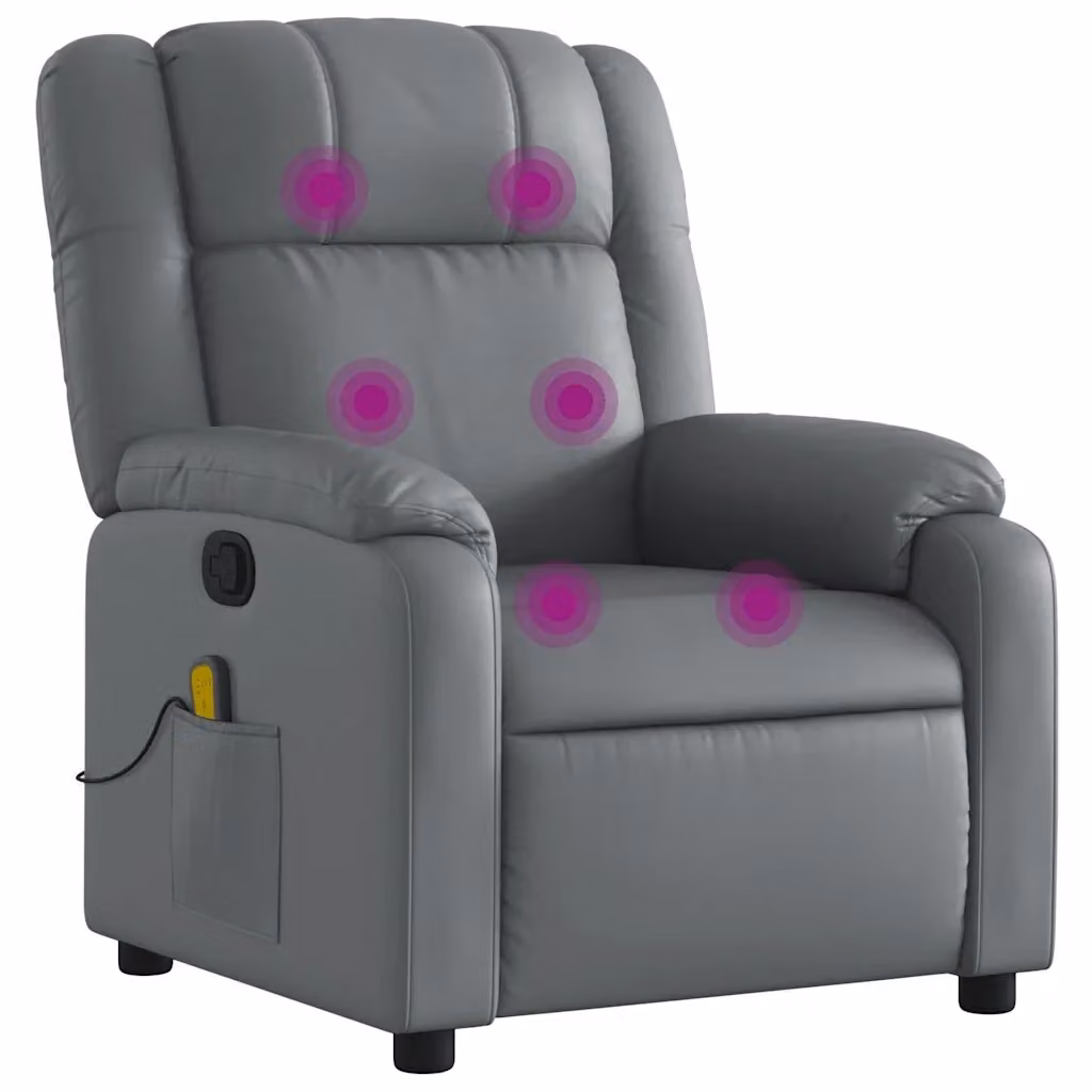 Poltrona relax reclinabile vidaXL in similpelle grigia con braccioli e regolazione manuale – 2