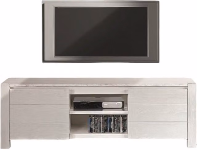 Mobile porta TV moderno in legno di abete bianco spazzolato Mobili 2G L 165 x P 45 x H 55 cm