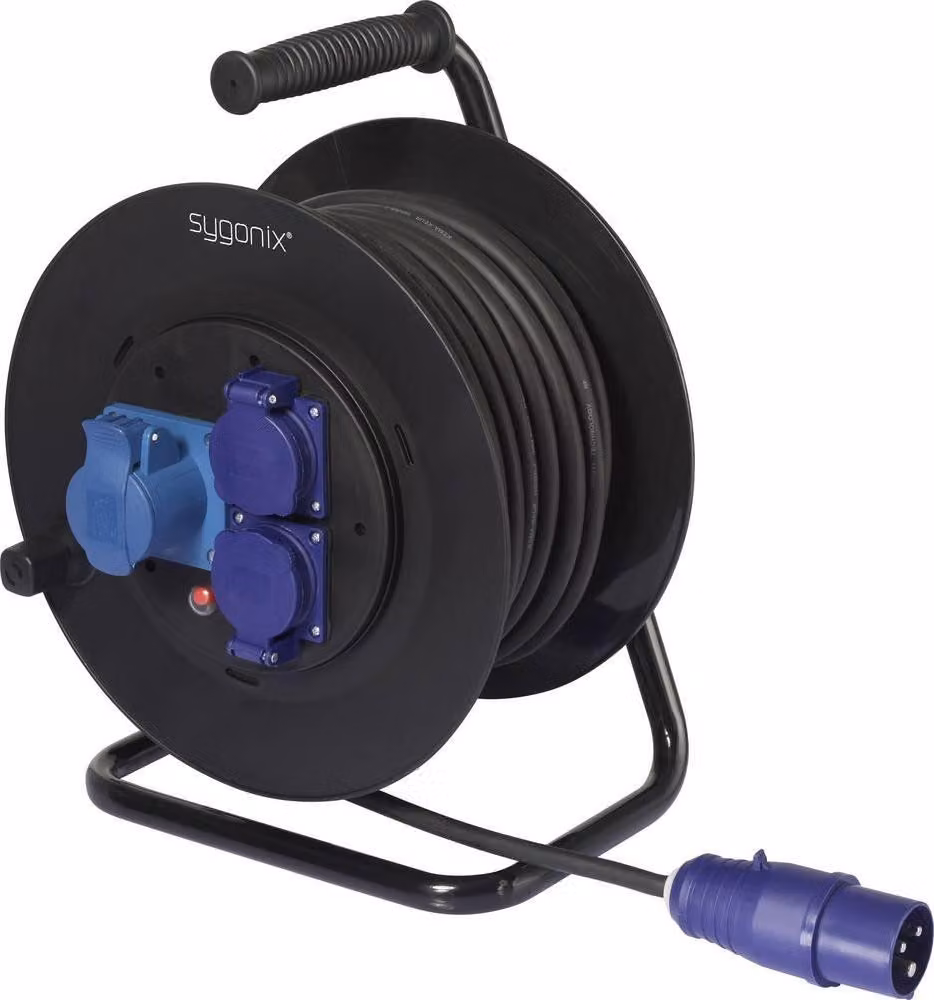 Sygonix SY-6618488 Kabeltrommel 30 m Schwarz CEE-Stecker 16 A 3polig (SY-6618488)