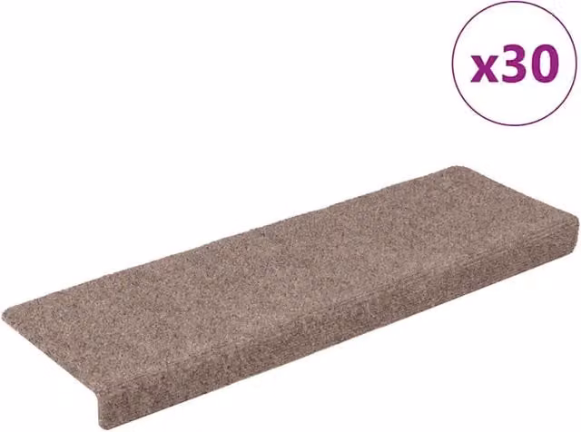 Set di 30 tappetini autoadesivi per scale DESIGN IN in polipropilene, antiscivolo e fonoassorbenti, colore marrone, L 65 cm x P 21 cm x H 4 cm – 1