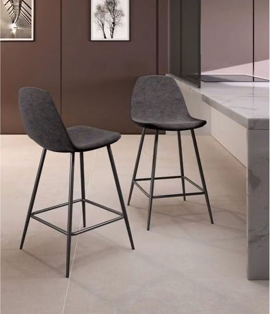 Set di 2 Sgabelli in Similpelle Brigitte 50cm X 43cm H 91cm Stones